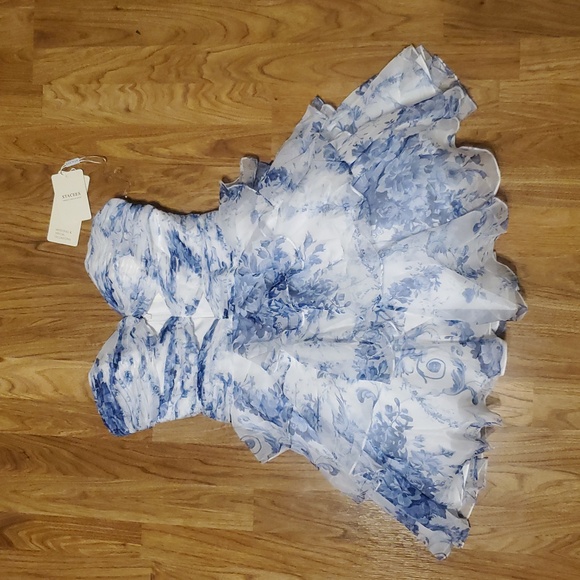 Stacees A-line Floral Print Ruffled Strapless Homecoming Dress w/ Cutouts  NWT 6 - Picture 5 of 16